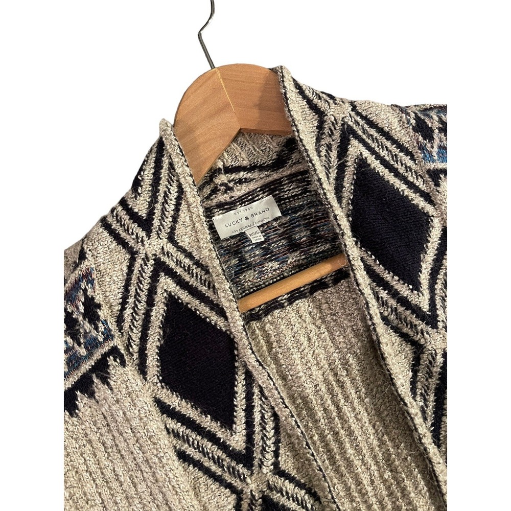 Lucky Brand Women's  Aztec Print‎ Duster Cardigan Multi Color Cotton Blend Sz S
